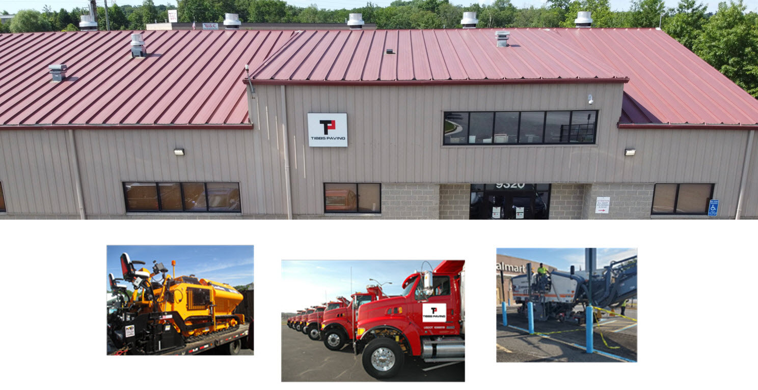 Image of Tibbs Paving building and mintage of paving equipment